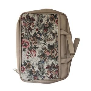 Floral Tapestry Fabric Book Bible Cover Handle Pockets NEW